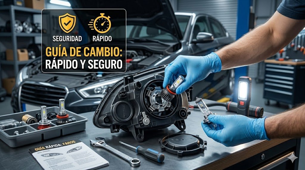 Cómo cambiar una bombilla de faro de forma rápida y segura