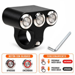 Interruptor Switch Aluminio 3 Botones para Moto variation